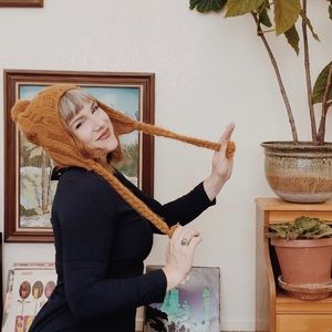 Mustard Knit Braided Beanie